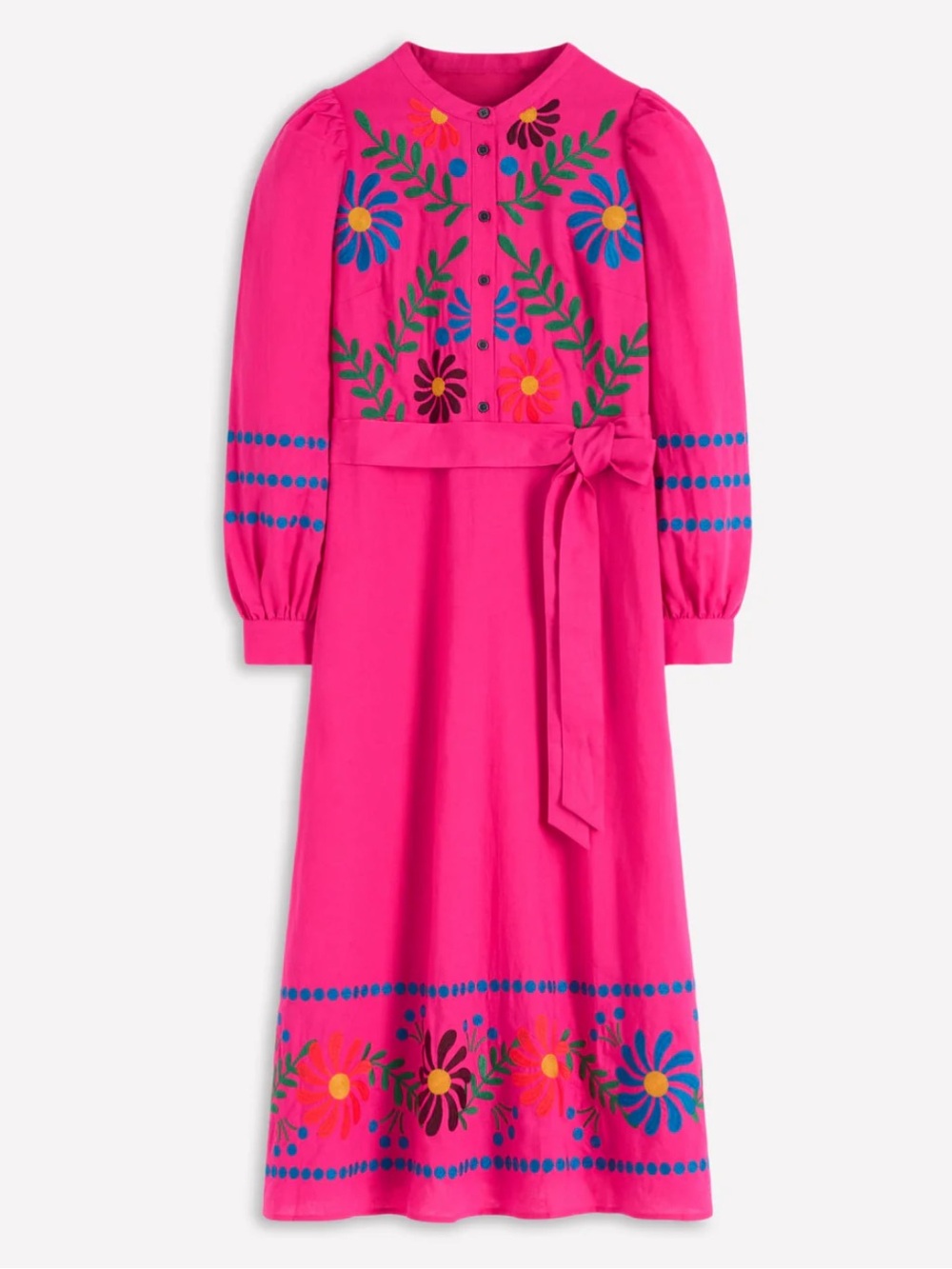 Boden Fuchsia Pink Embroidered Midi Dress - Picture 4 of 11